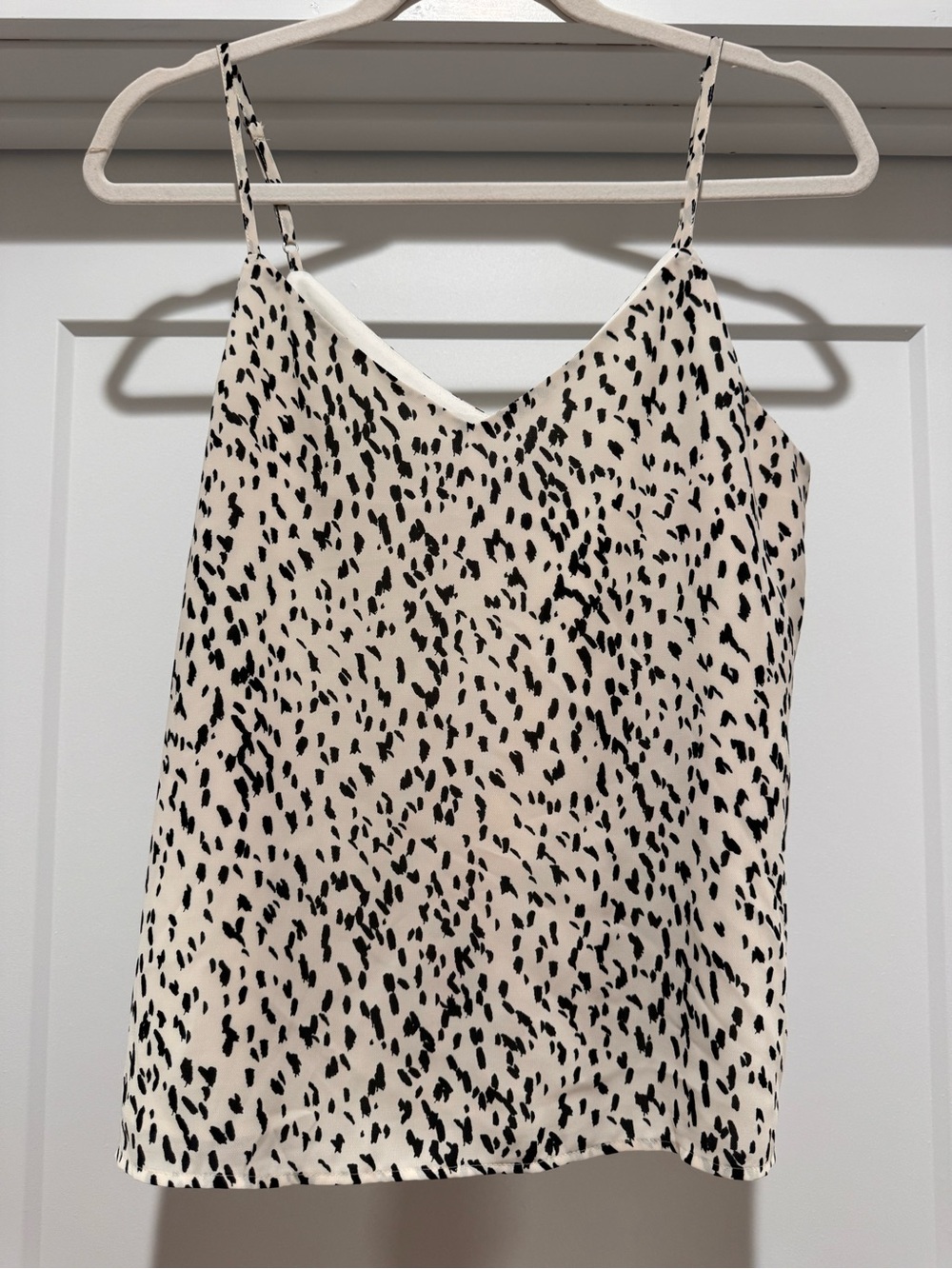 Banana Republic Cream and Black Cow Print V-Neck Cami
